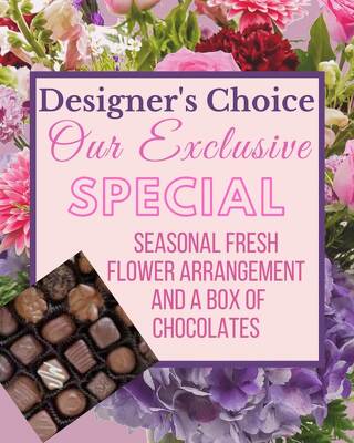 Designer's Choice with Chocolates from Joseph Genuardi Florist in Norristown, PA