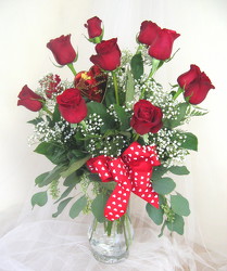 Dozen Red Valentine Vased Roses 