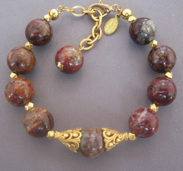 Painted Jasper and Gold Filled Bracelet