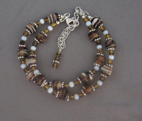 Coffee and Creams Lamp work Bead Bracelet