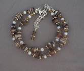 Coffee and Creams Lamp work Bead Bracelet