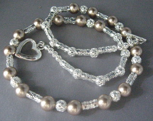 Champagne Pearsl and Silver Formal Necklace