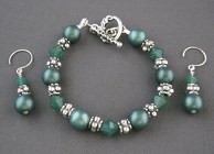 Green Pearl with Sterling Bracelet/Earrings Set