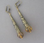 Filigree Brass with Crystal Earrings