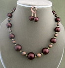 Copper and Mahogany Bead Necklace/Earrings Set