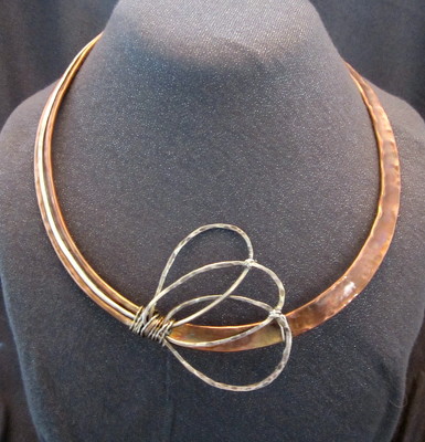 Modern Statement Copper and Sterling Necklace from Joseph Genuardi Florist in Norristown, PA