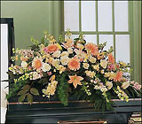 Peach Comfort Casket Spray