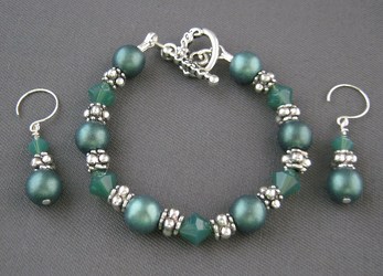Green Pearl with Sterling Bracelet/Earrings Set from Joseph Genuardi Florist in Norristown, PA