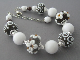 Chocolate & Vanilla Lampwork Bead Bracelet from Joseph Genuardi Florist in Norristown, PA