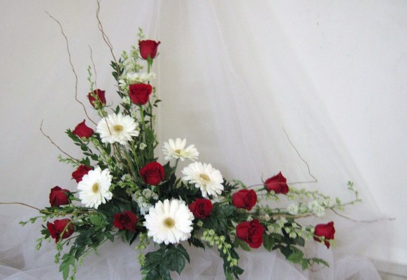 Red and White Cremation Tribute from Joseph Genuardi Florist in Norristown, PA