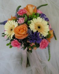 Gerbera and Rose Bridesmaid Bouquet from Joseph Genuardi Florist in Norristown, PA