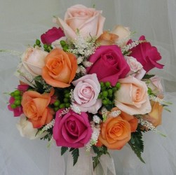 Rainbow of Roses Bridemaids Bouquet from Joseph Genuardi Florist in Norristown, PA