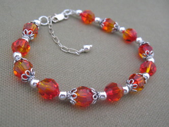 Fire Orange Swarovski Crystal Sterling Silver Bracelet from Joseph Genuardi Florist in Norristown, PA
