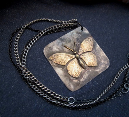Rustic Metalsmith Butterfly Necklace from Joseph Genuardi Florist in Norristown, PA