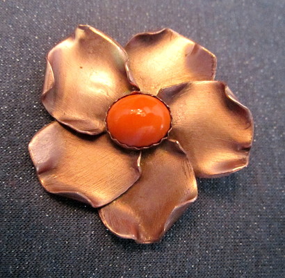 Copper and Gemstone Flower Brooch from Joseph Genuardi Florist in Norristown, PA