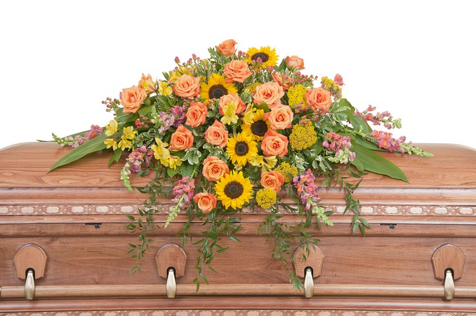 Heaven's Sunset Casket Spray from Joseph Genuardi Florist in Norristown, PA