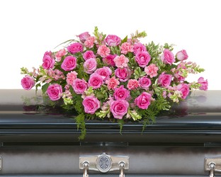 Peaceful Pink Casket Spray from Joseph Genuardi Florist in Norristown, PA